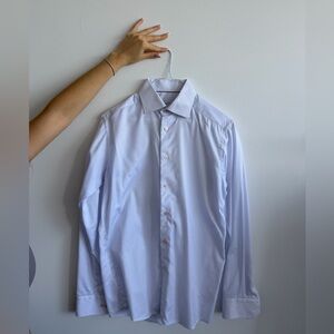 Eton Light Blue Striped Signature Twill Dress Shirt